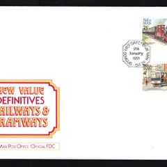 1991 Isle of Man Manx Railways and Tramways Stamp Reprints for 1991 Booklets Definitive Stamps First Day Cover (FDC)