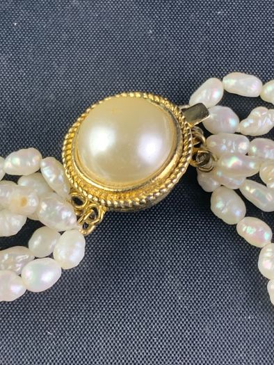 Vintage Five Strand natural Rice Pearl Necklace