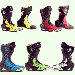 Bela Speedo 2.0 Motorcycle Racing Boots (Black/Blue) - FREE SHIPPING