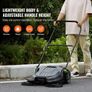 Walk-behind Hand Push Floor Sweeper, 65 cm Sweeping Width Floor Sweeper Manual Non-Electric, 18.9-Liter Waste Container, Angle & Height Adjustable Folding Handle for Walkway, Yard, Garage, Patio Image 4