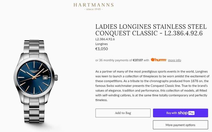 Longines Conquest Classic Unisex/Ladies 34mm Stainless Quartz Watch - As New Current Model
