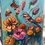 Bird & Floral Acrylic Painting on Canvas - 45x60cm Image 2