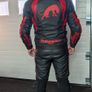 Full Motorcycle protection leather two piece suit,  helmet and boots. Image 3