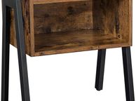 main image for ad _Bedside table, bedside table, side table with industrial design, stackable bedside table with open compartment, retro, rustic wood look, accent furniture with metal legs, stable, vintage