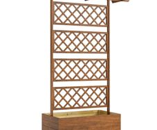 Wooden Trellis Planter Box, Raised Garden Bed to Grow Vegetables, Herbs and Flowers, Orange