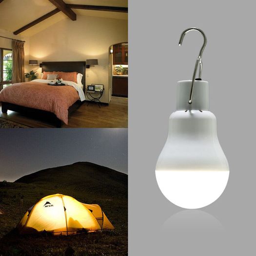 Solar Panel 15W 130LM USB Rechargeable Led Lamp Portable Bulb Light Camping Camper Van