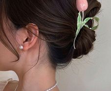 Faux Pearl Rose Hair Claw Clip