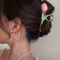 Faux Pearl Rose Hair Claw Clip
