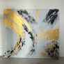 Large white and black abstract painting Image 3
