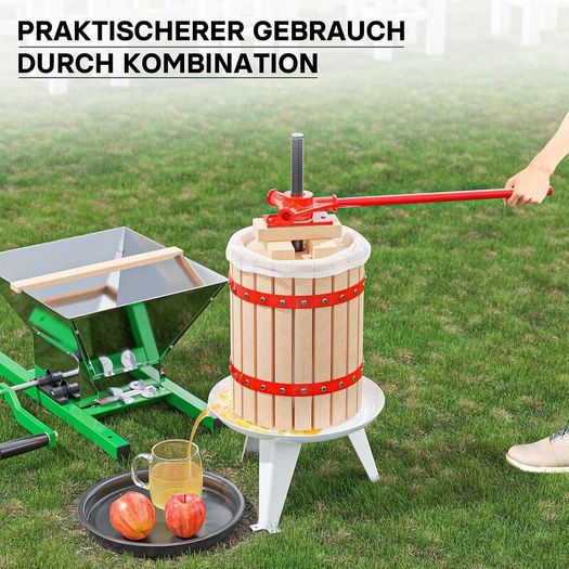 6L Fruit Press with Pulp Bag and 7L Fruit Mill Manual Apple Wine Cider Maker