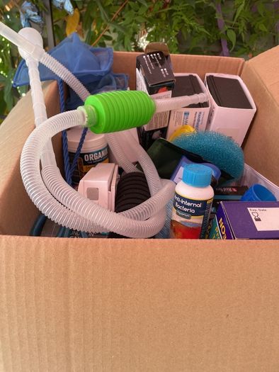 aquariumsx2 and all related equipment for both fresh and seawater fish. Including filters, lighting, water testing, maintenance and various other equipment.