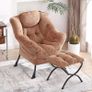Armchair with Footstool, Lazy Chair with Ottoman Leisure Accent Chair Relax Lounge Chair with Armrests & Side Pocket for Living Room, Bedroom & Small Spaces Armchair, Plush Brown Image 2