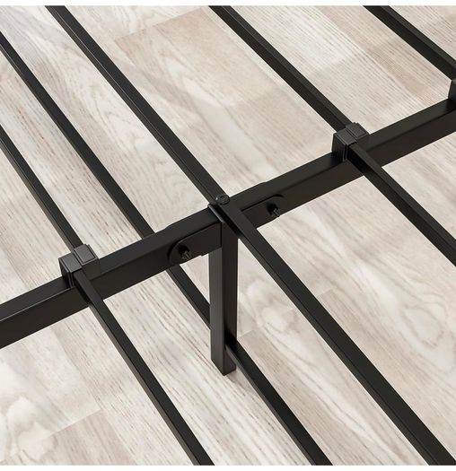 King Size Bed Frame with Wooden Headboard,Metal Platform