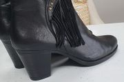 Jose Saenz black leather ankle boots with fringe and stud details - Sz 41 (Fit 7.5-8UK) - Bnwt Rrp 109