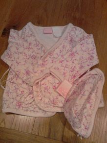 Pink flowered jacket and hat