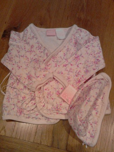 Pink flowered jacket and hat