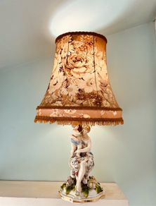 Antique Victorian/Edwardian Porcelain Figural Lamp Cordless Rechargeable 60cm Tall