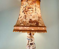 Antique Victorian/Edwardian Porcelain Figural Lamp Cordless Rechargeable 60cm Tall