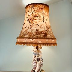 Antique Victorian/Edwardian Porcelain Figural Lamp Cordless Rechargeable 60cm Tall