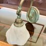 Vintage Lustrarte Brass Wall Sconce Goose Neck Pendulum Shade Holder Finished in Antique Verdigris Image 3