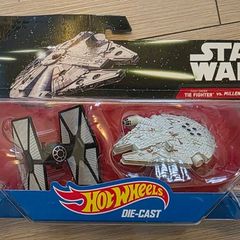 Hot Wheels Star Wars First Order TIE Fighter vs. Millennium Falcon die-cast vehicle 2-pack.