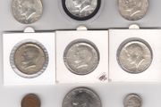 USA, 3 x Kennedy Half Dollar 90% silver coins &amp; 3 x Kennedy Half Dollar 40% silver coins &amp; 1946 Dime, 1904 cent,&amp; 1776-1976 dollar (no. 445)