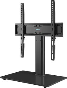 Universal Table Top Pedestal TV Stand with Bracket for 26 55 inch LCD/LED/Plasma TVs Height Adjustable TV stand with 8mm Tempered Glass Base And Cable Management Holds 40 KG And Max VESA 400x400mm (FREE POSTAGE)