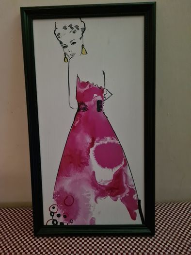 Lady in Pink Dress Print