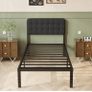 Single Bed Frame 3ft with Upholstered Headboard, 36 cm High Image 10