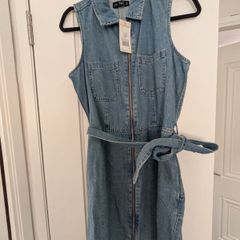 Zip Up Denim Dress Size 12 Brand New With Tags