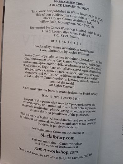 Warhammer Crime Anthology Broken City (Games Workshop Science Fiction Paperback 2021)