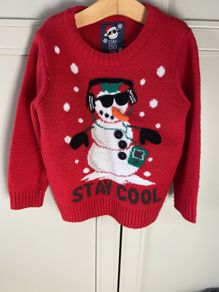 Stay cool snowman christmas jumper 5-6 years