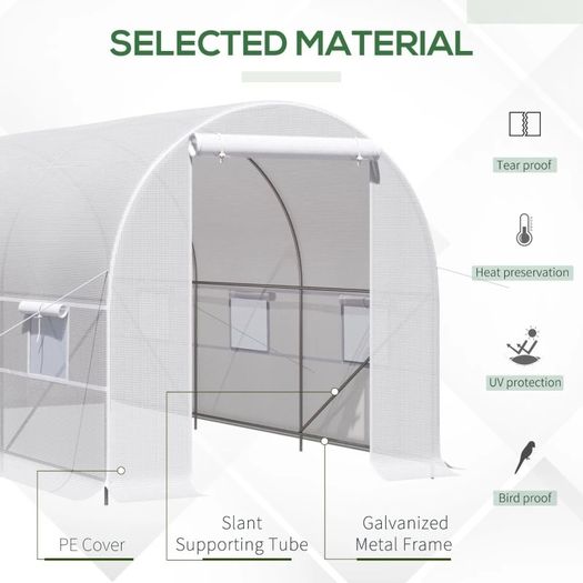 4 x 2 x 2m Walk-in Greenhouse Plant Growth Tent Warm House Gardening Tunnel Outdoor PE cloth Metal Frame