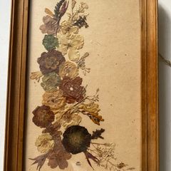flowers: Vintage Framed Botanical Arrangement / Real Pressed Flower Composition  Artist: Studio "DUHALLOW", Maureen C. Cashell
