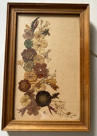 flowers: Vintage Framed Botanical Arrangement / Real Pressed Flower Composition  Artist: Studio "DUHALLOW", Maureen C. Cashell