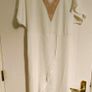 White & Gold Lace Dress with V-Neck and Ruffles  Size S Image 7