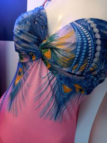 Peacock Feather Barbie Pink Maxi Dress