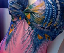 Peacock Feather Barbie Pink Maxi Dress