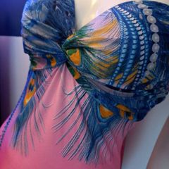 Peacock Feather Barbie Pink Maxi Dress