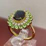 Ammolite, Tsavorite Garnet White Zircon Ring Image 8