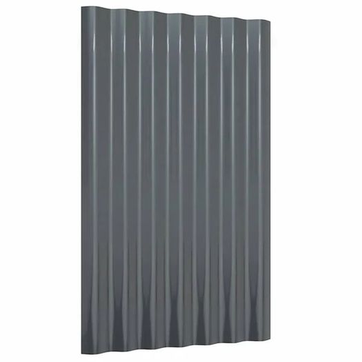 Roof Panels 12 pcs Galvanised Steel Anthracite 60x36 cm