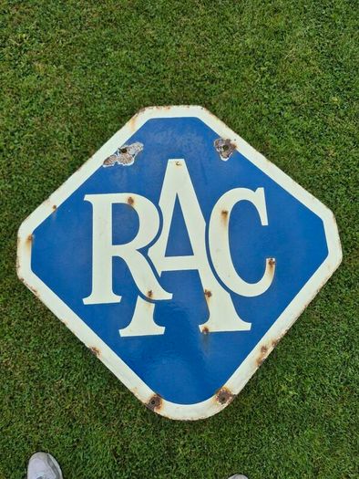 Vintage RAC Double-Sided Porcelain Enamel Sign  Original 1930s-50s 3kg, 56x57.5cm
