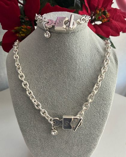 Silver Plated Padlock & Key Necklace & Bracelet