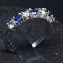 Vintage 9ct White Gold Blue & Clear Stone Eternity Ring  Size 53 Image 3