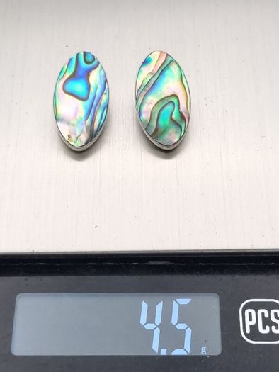 Vintage Abalone Sterling Silver Clip On Earrings