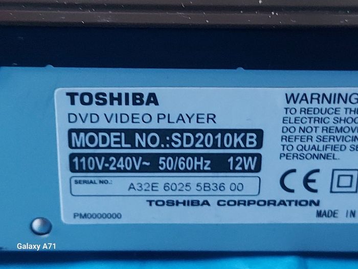 Toshiba DVD Video Player, Model SD2010KB, in excellent condition, no remote