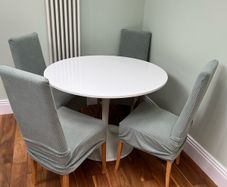 IKEA Docksta Round Table & 4 Chairs with Covers