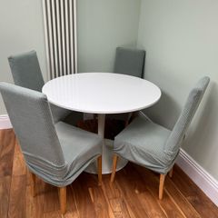 IKEA Docksta Round Table & 4 Chairs with Covers