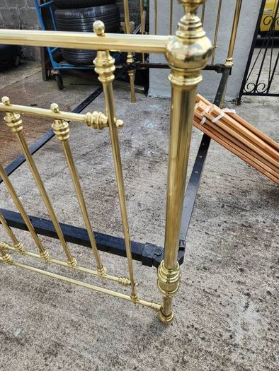 19th Cent three foot wide all brass bed . polished.