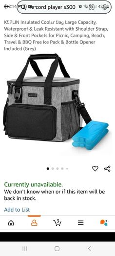 Insulated cooler bag x2